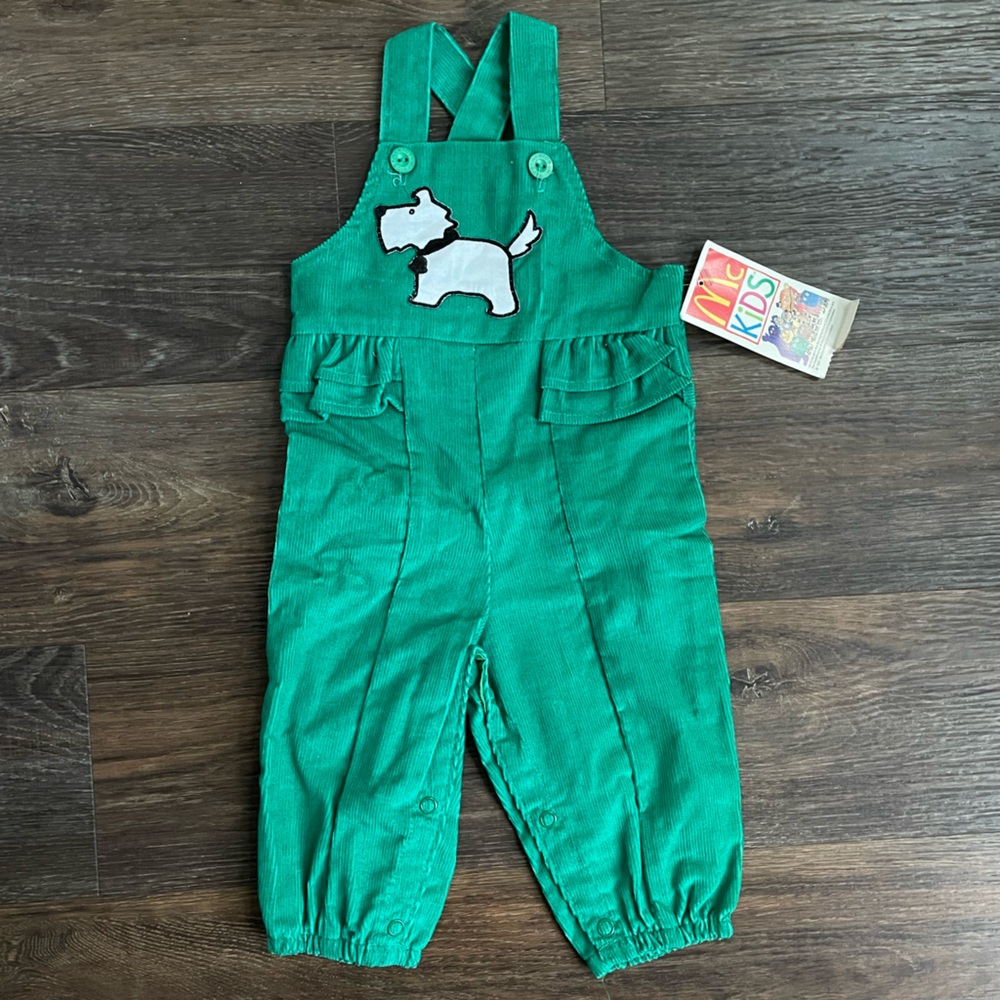 Vintage McKids Sears green corduroy overalls size small, still with tags!